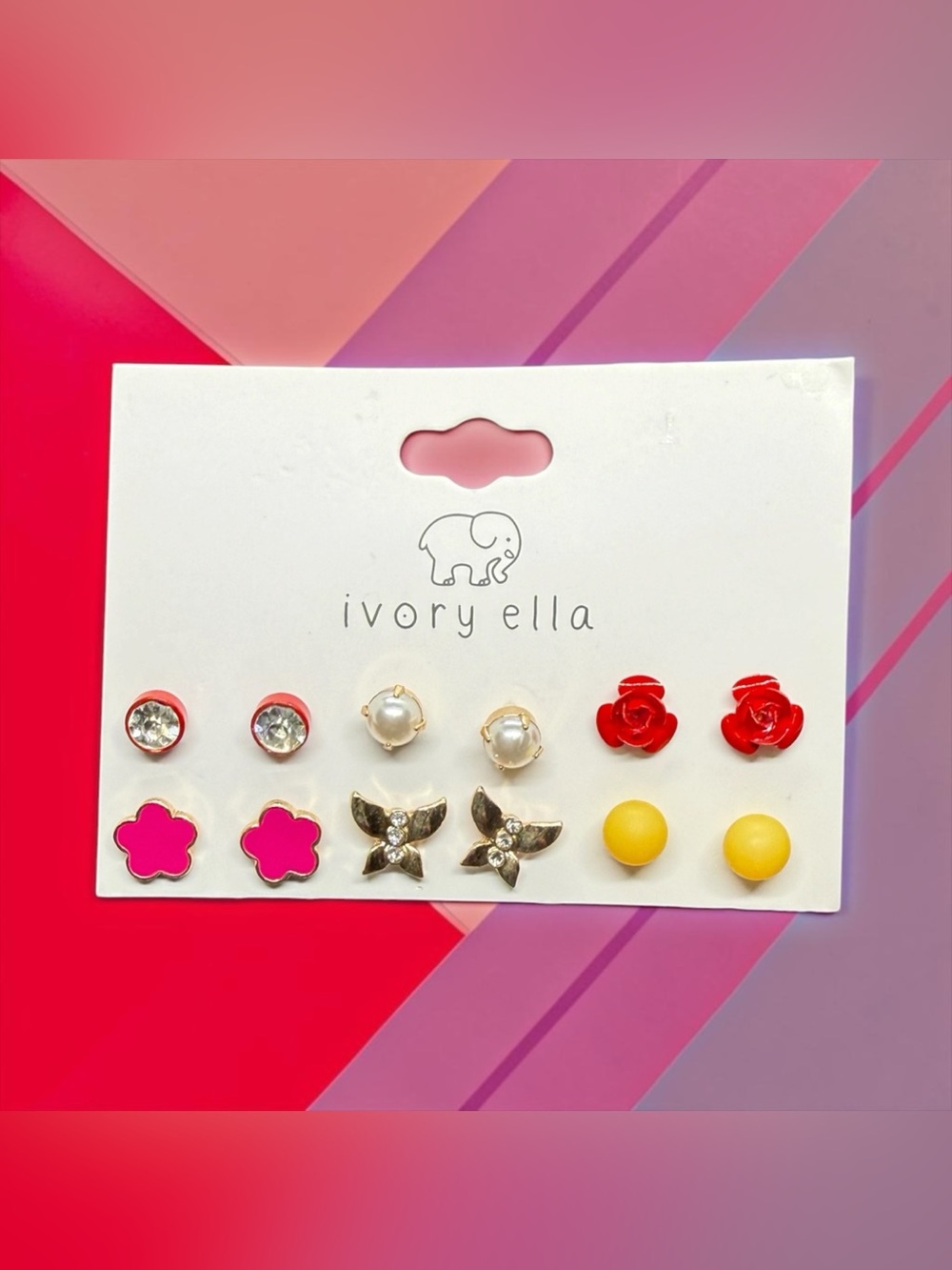 ♥️🩷ivory ella♥️🩷6-Pair Multicolor Stud Earring Set/NIP